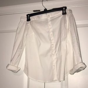 White off the shoulder button up